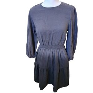 Universal Thread Womens Gray Long Sleeve Tiered Smocked Waist Dress Size‎ S